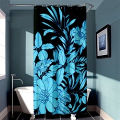 Blue Winter Tropical Floral Watercolor Shower Curtain 36  X 72  (stall) 