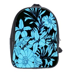 Blue Winter Tropical Floral Watercolor School Bag (xl)