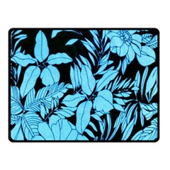 Blue Winter Tropical Floral Watercolor Double Sided Fleece Blanket (small) 