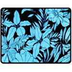 Blue Winter Tropical Floral Watercolor Double Sided Fleece Blanket (Medium)  58.8 x47.4  Blanket Front