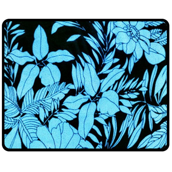 Blue Winter Tropical Floral Watercolor Double Sided Fleece Blanket (Medium) 