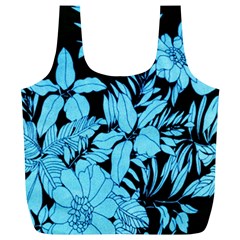 Blue Winter Tropical Floral Watercolor Full Print Recycle Bag (xl)