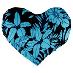 Blue Winter Tropical Floral Watercolor Large 19  Premium Flano Heart Shape Cushions Front