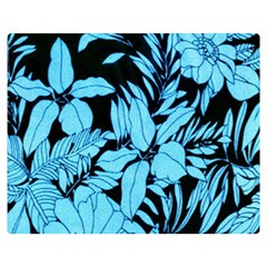 Blue Winter Tropical Floral Watercolor Double Sided Flano Blanket (medium) 