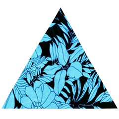 Blue Winter Tropical Floral Watercolor Wooden Puzzle Triangle