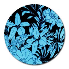 Blue Winter Tropical Floral Watercolor Round Mousepads by dressshop