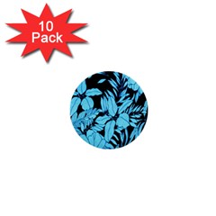 Blue Winter Tropical Floral Watercolor 1  Mini Buttons (10 Pack) 