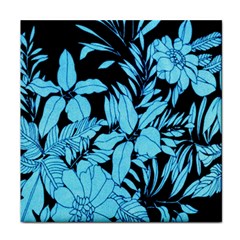 Blue Winter Tropical Floral Watercolor Face Towel