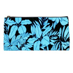 Blue Winter Tropical Floral Watercolor Pencil Cases