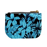 Blue Winter Tropical Floral Watercolor Mini Coin Purse Back