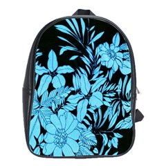 Blue Winter Tropical Floral Watercolor School Bag (large)