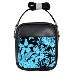 Blue Winter Tropical Floral Watercolor Girls Sling Bag