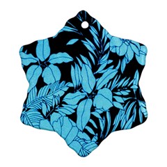 Blue Winter Tropical Floral Watercolor Ornament (snowflake)