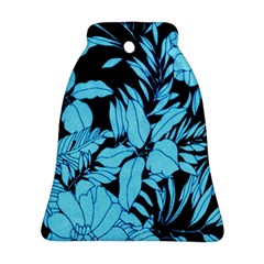 Blue Winter Tropical Floral Watercolor Bell Ornament (two Sides)