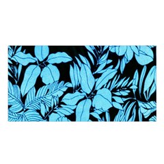 Blue Winter Tropical Floral Watercolor Satin Shawl