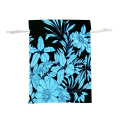 Blue Winter Tropical Floral Watercolor Lightweight Drawstring Pouch (s)