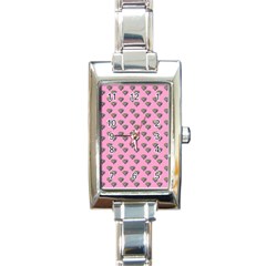 Patchwork Heart Pink Rectangle Italian Charm Watch by snowwhitegirl