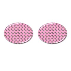 Patchwork Heart Pink Cufflinks (oval) by snowwhitegirl