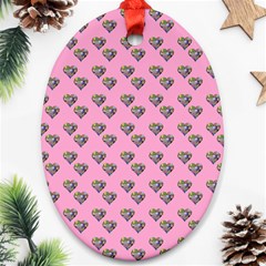 Patchwork Heart Pink Oval Ornament (two Sides) by snowwhitegirl