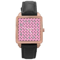 Patchwork Heart Pink Rose Gold Leather Watch  by snowwhitegirl