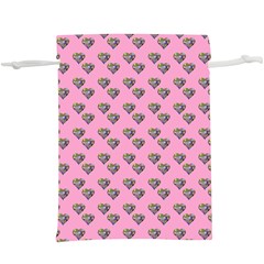 Patchwork Heart Pink  Lightweight Drawstring Pouch (xl)