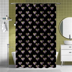 Patchwork Heart Black Shower Curtain 48  X 72  (small)  by snowwhitegirl