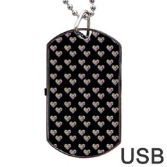 Patchwork Heart Black Dog Tag Usb Flash (two Sides) by snowwhitegirl