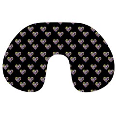 Patchwork Heart Black Travel Neck Pillow by snowwhitegirl