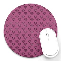 Heart Face Mauve Round Mousepads by snowwhitegirl