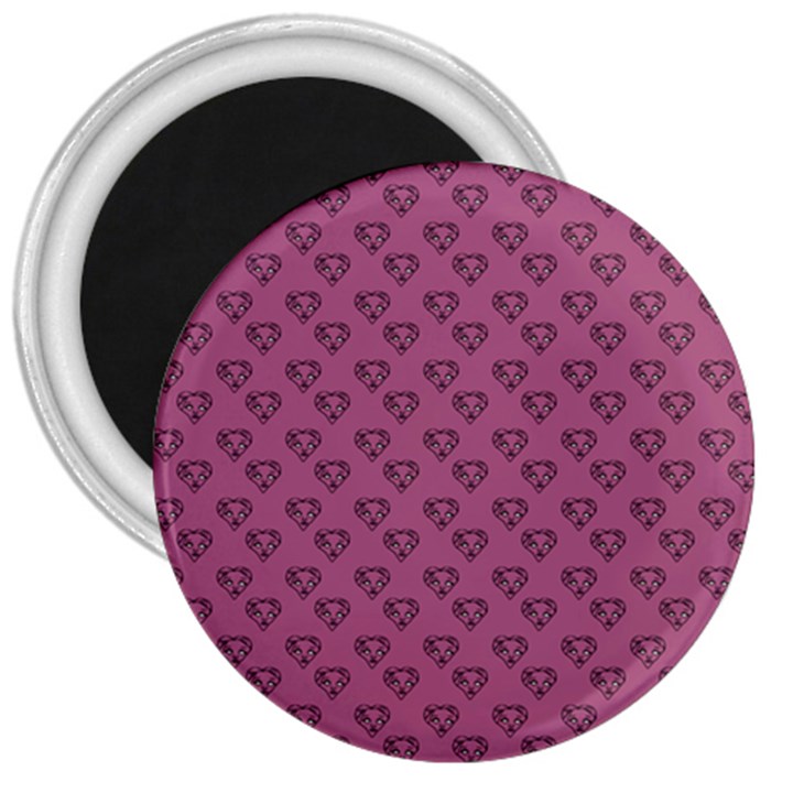 Heart Face Mauve 3  Magnets