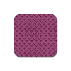 Heart Face Mauve Rubber Coaster (square)  by snowwhitegirl