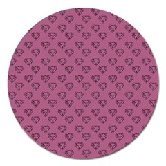 Heart Face Mauve Magnet 5  (Round)