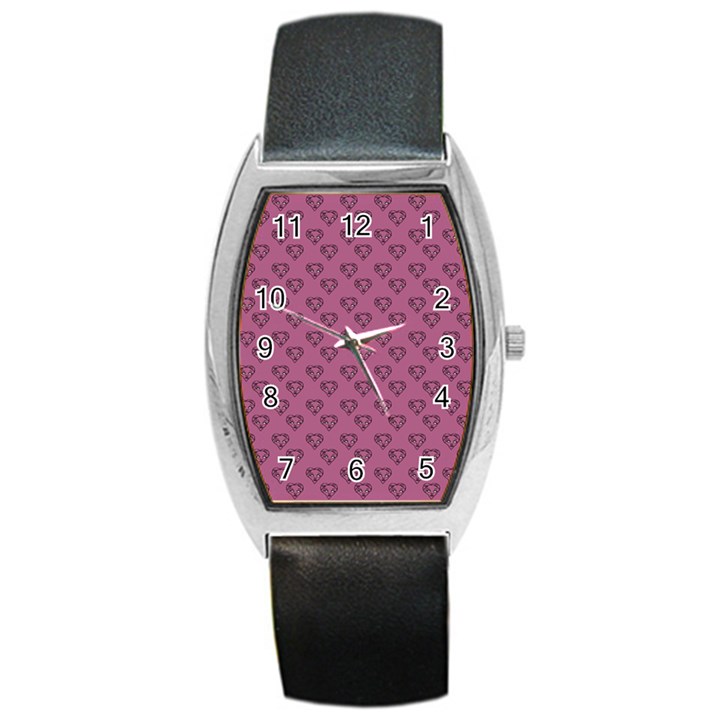 Heart Face Mauve Barrel Style Metal Watch