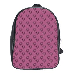 Heart Face Mauve School Bag (large) by snowwhitegirl