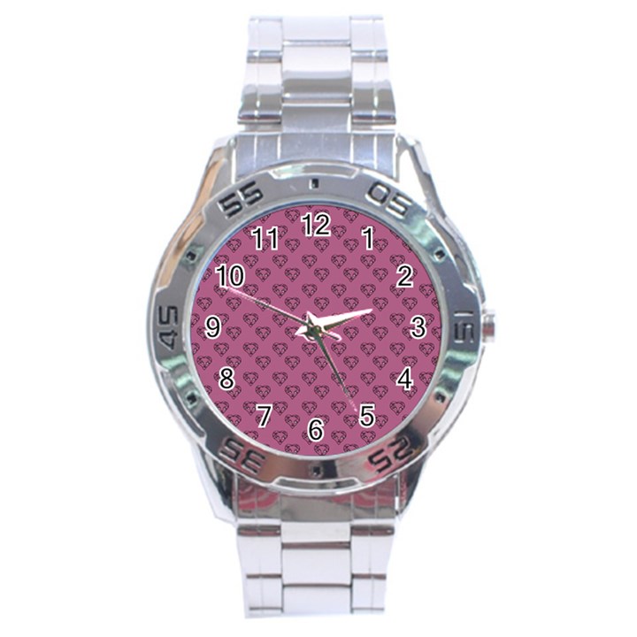 Heart Face Mauve Stainless Steel Analogue Watch