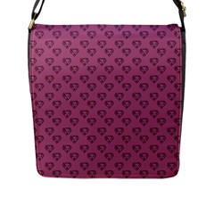 Heart Face Mauve Flap Closure Messenger Bag (L)