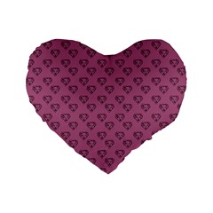 Heart Face Mauve Standard 16  Premium Flano Heart Shape Cushions