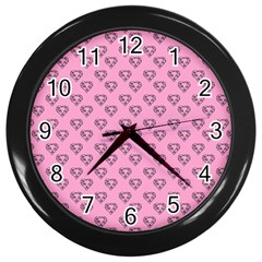 Heart Face Pink Wall Clock (black) by snowwhitegirl