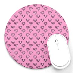 Heart Face Pink Round Mousepads by snowwhitegirl