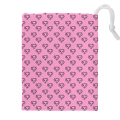 Heart Face Pink Drawstring Pouch (4xl) by snowwhitegirl