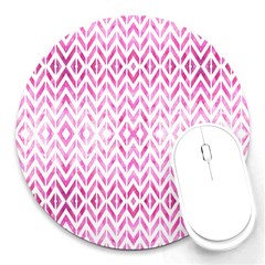 Chevrons Abstrait Rose Round Mousepads by kcreatif