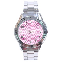 Chevrons Abstrait Rose Stainless Steel Analogue Watch by kcreatif