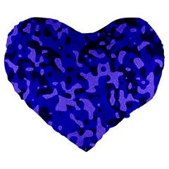 Army Blue Large 19  Premium Flano Heart Shape Cushions by myuique