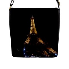 Tour Eiffel Paris Nuit Flap Closure Messenger Bag (l) by kcreatif