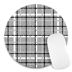 Pattern Carreaux Noir/gris Round Mousepads by kcreatif