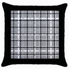 Pattern Carreaux Noir/gris Throw Pillow Case (black) by kcreatif