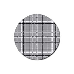 Pattern Carreaux Noir/gris Rubber Round Coaster (4 Pack)  by kcreatif