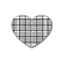 Pattern Carreaux Noir/gris Rubber Coaster (heart)  by kcreatif