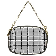 Pattern Carreaux Noir/gris Chain Purse (one Side) by kcreatif