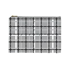 Pattern Carreaux Noir/gris Cosmetic Bag (large) by kcreatif